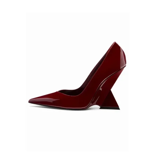 High Heels Thick Sole Thick Heel Lacquer Leather Shallow Mouth Pointed Fashion Sexy Women's Oversized Shoes - Image 3