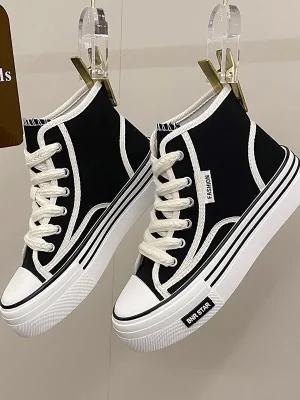 Women Platform Canvas Shoes Height Increasing Chunky Sneakers For youth girls