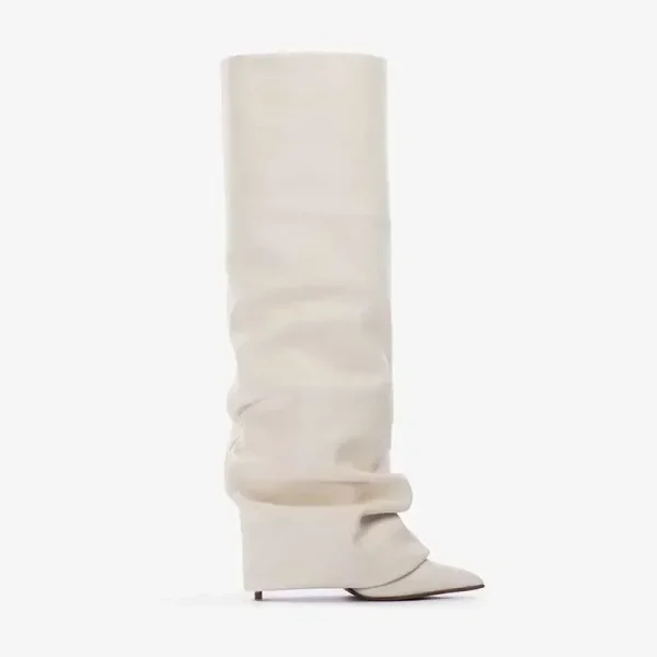 Fashion Slender Heels Knee Length Women's Boots Pointed Sleeve Skirt Boots Autumn - Image 5