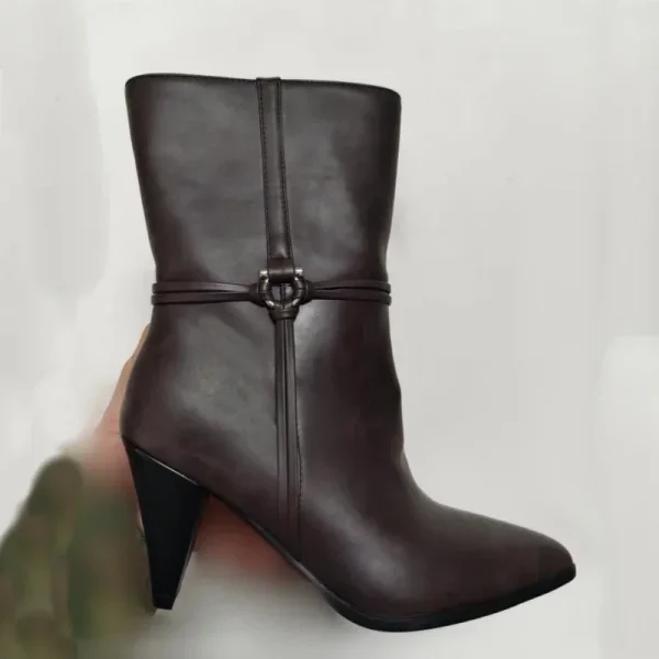 Women's Pointed Cone High Heel Short Boots Fashion Comfortable Ankle Boots - Image 4