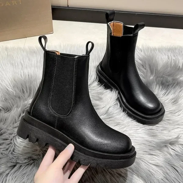 Winter Knight Boots Women Knee High Long Square Heel Boots Retro Thick Motorcycle Boots