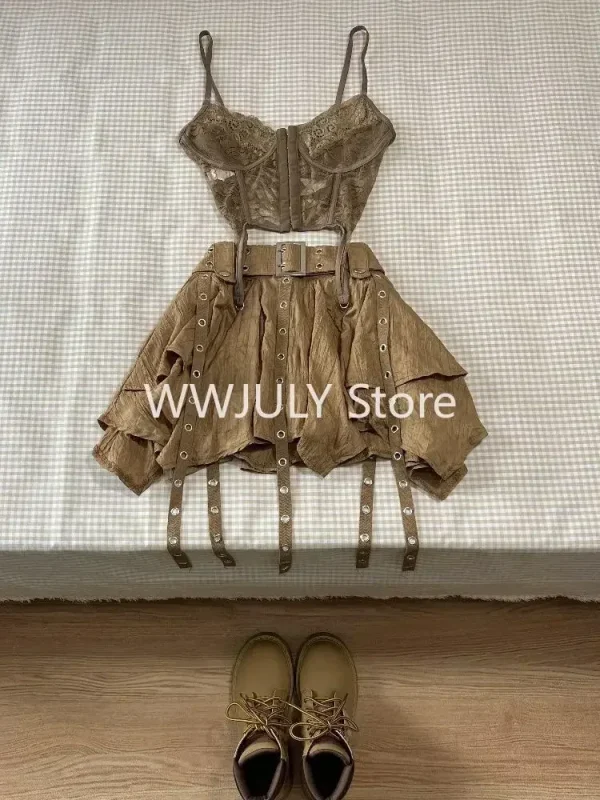 Woman Short Cardigan Slim Vest  Girl High Waist Skirt Hot Girls Korean Style Suit - Image 2