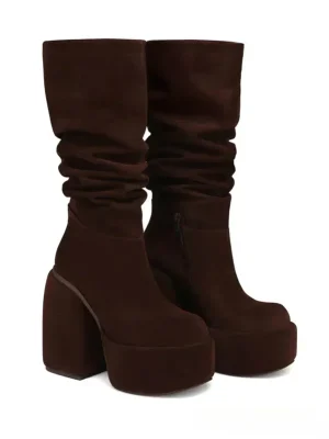 Women’s New Thick Soled Thick High Heels Knee Length Women’s Boots,