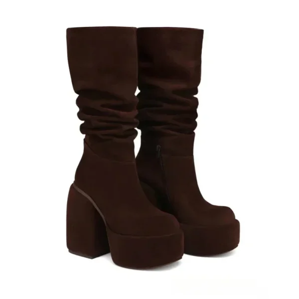 Women's New Thick Soled Thick High Heels Knee Length Women's Boots,