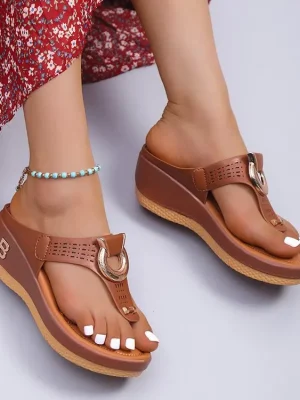 Women New Summer Sandals Open Toe Beach Shoes Flip Flops Wedges Comfortable Slippers