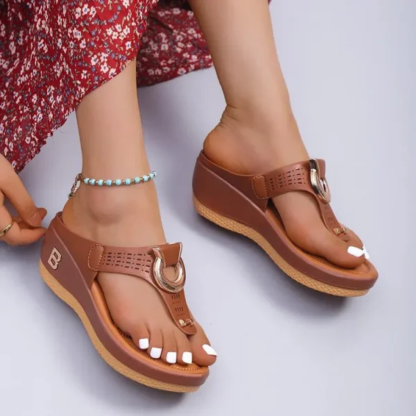 Women New Summer Sandals Open Toe Beach Shoes Flip Flops Wedges Comfortable Slippers