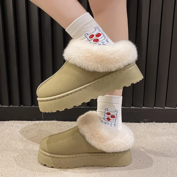 Faux Fur Winter Boots for Women 2024 Non Slip Plush Snow Boots Woman Thick Bottom Warm - Image 3