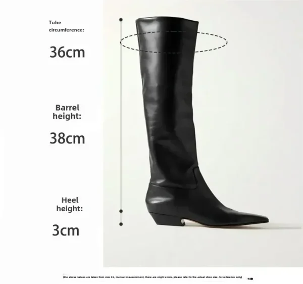 Knee High Women's Boots Autumn and Winter Square Toe Leather Fashionable - Image 7