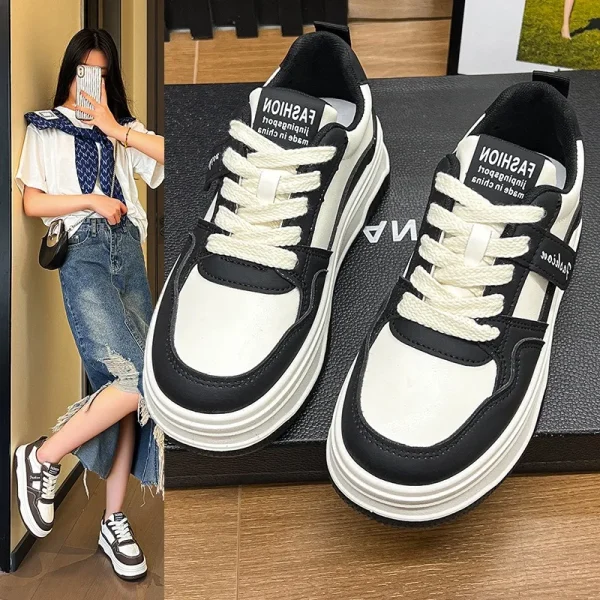 Popular Women's White Shoes Spring Arrival Versatile Thick Base Casual Shoes - Image 4