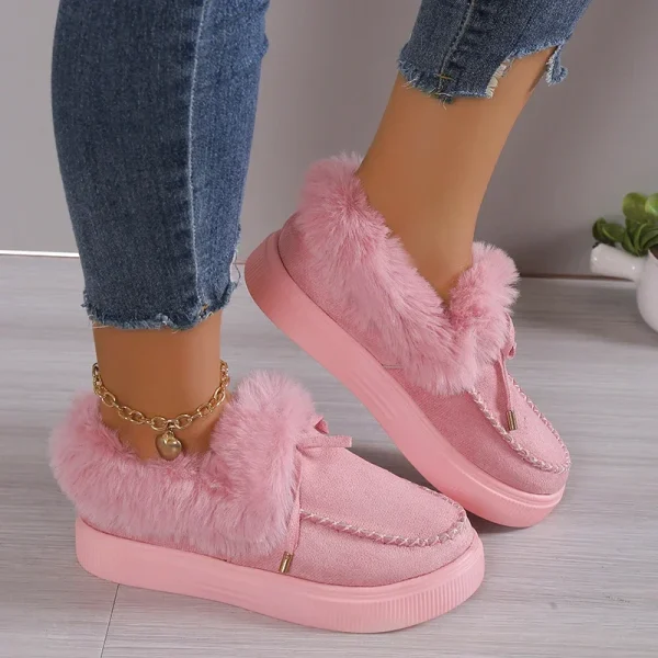 Women Winter Boots Warm Plush Velvet Ankle Snow Boots Lace Up Soft Winter Sneakers - Image 4