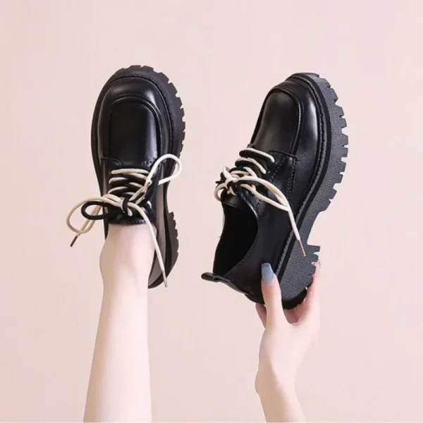 Women Shoes Autumn Round Toe Black Flats Loafers With Fur Casual Female Sneakers - Image 3