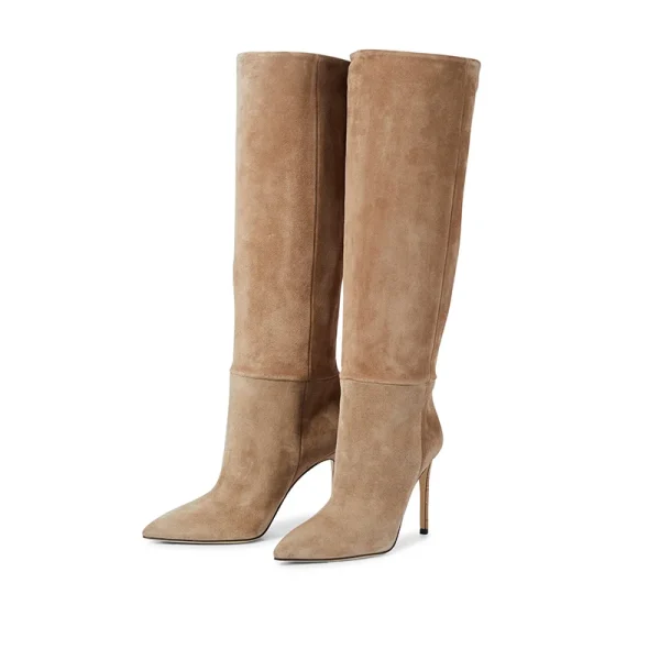 Women's Autumn and Winter New Suede Knee-length Boots Pointy Thin High-heeled Boots - Image 6