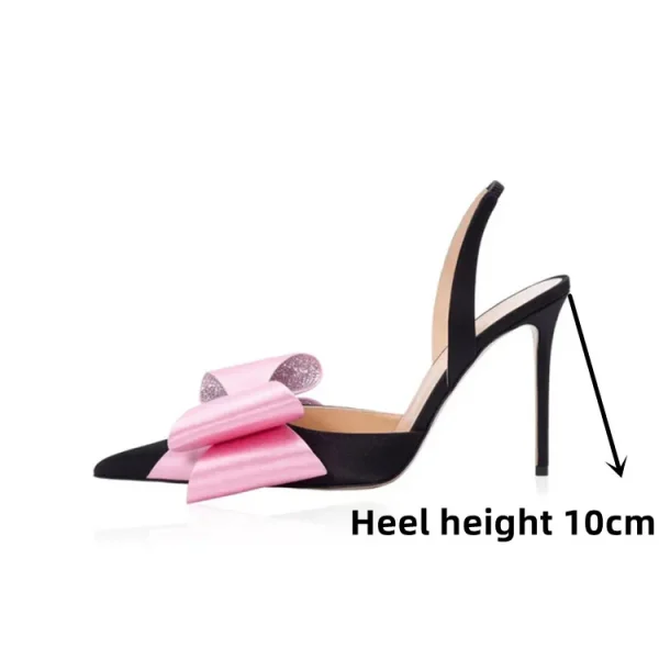 Women's Sexy Rhinestone Bow Sandals Fashion Elegant Slim High Heels Pointed Party Women's High Heels - Image 9