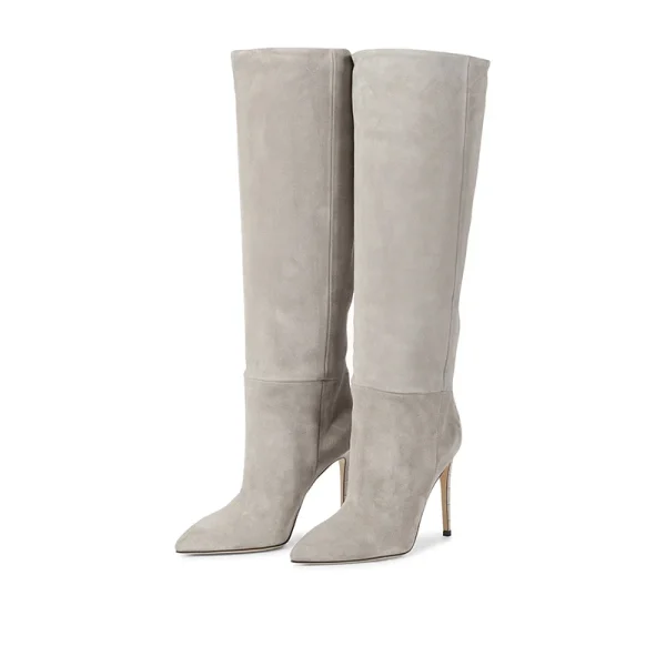 Women's Autumn and Winter New Suede Knee-length Boots Pointy Thin High-heeled Boots - Image 5