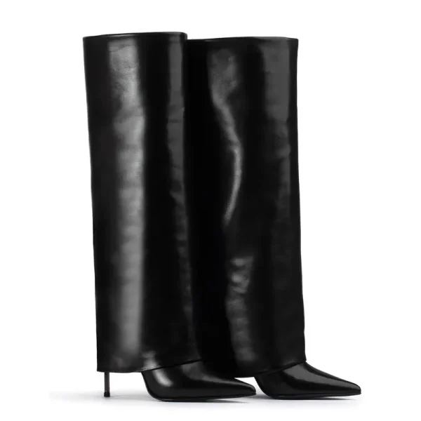 Women's New Knee Length Boots Fashion Pointed Thin High Heel Trouser Sleeve Boots - Image 6