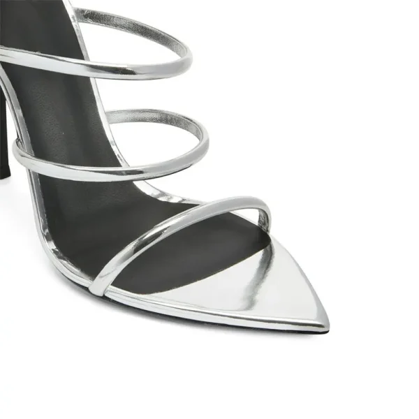 Women's Open Toe Lacquer Leather Slim High Heel Sandals Fashion Belt Buckle Zipper