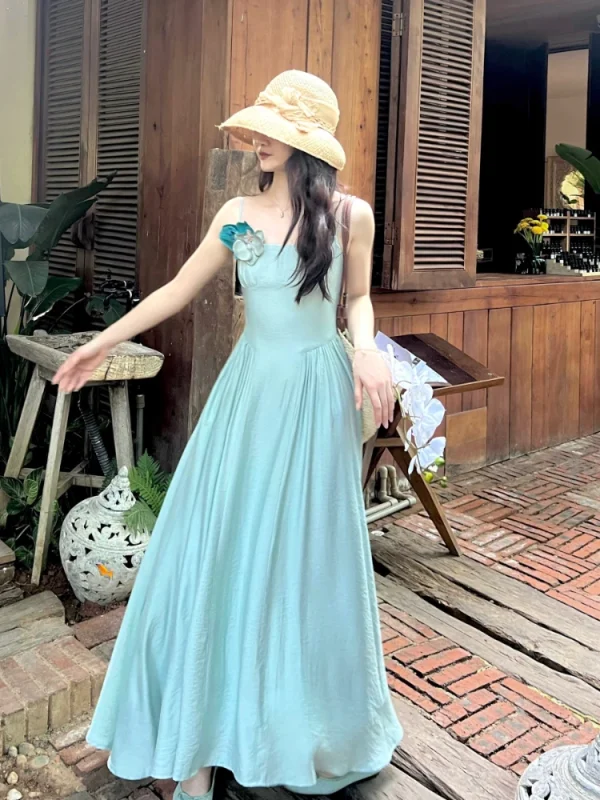 Beach Chiffon French Elegant Dress Boho Outwear Sleeveless Midi Dress Party - Image 4