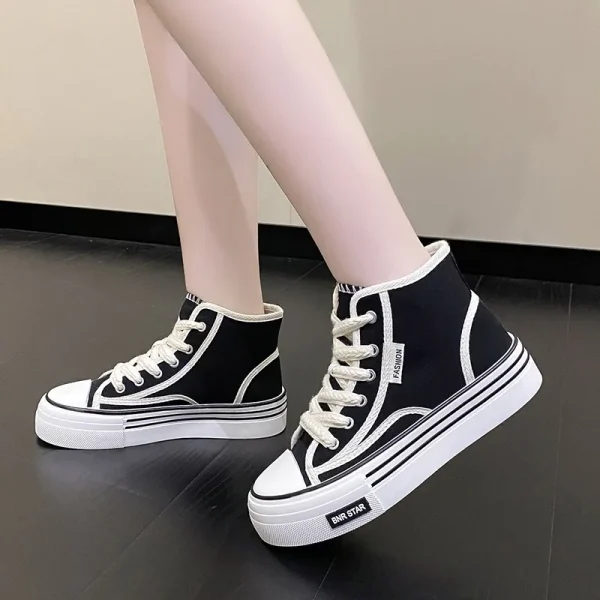 Women Platform Canvas Shoes Height Increasing Chunky Sneakers For youth girls - Image 4