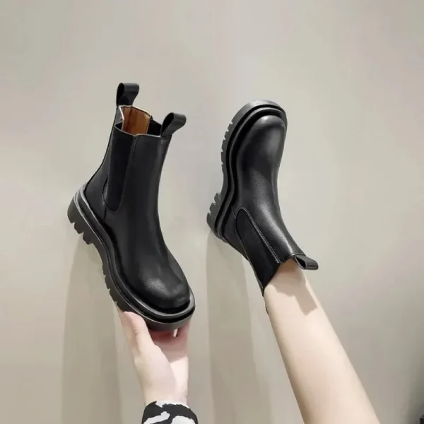 Winter Knight Boots Women Knee High Long Square Heel Boots Retro Thick Motorcycle Boots - Image 4