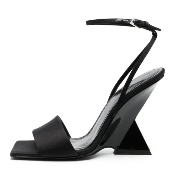 Open Toe Sandals Thick Heel Square Head Button Strap Shaped High Heel - Image 2