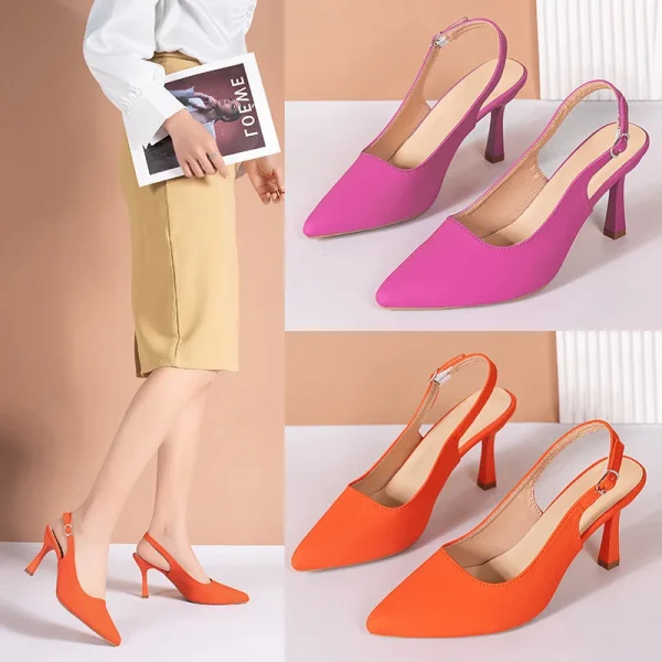 Women's Shoes, Shallow Mouth High Heel 9cm Pointed Thin Heel Sandals, Casual Fashion Sandals - Image 3