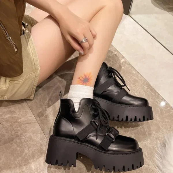 Women's Ankle Boots 2024 New Designer Autumn Winter British Style Platform Boots Shoes for Women