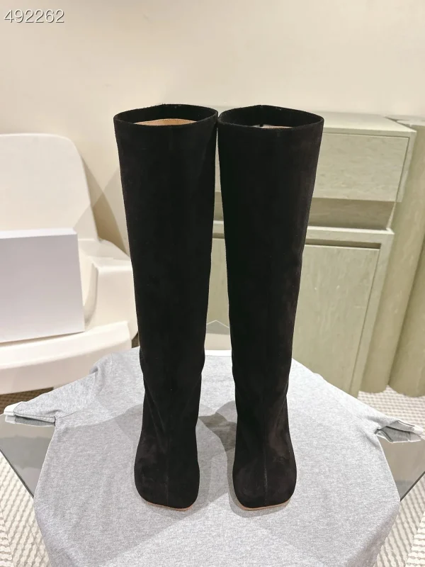 Low Heel Mid Leg Knee High Women's Boots, Fashionable Runway Square Toe Sleeve Large Boots - Image 19