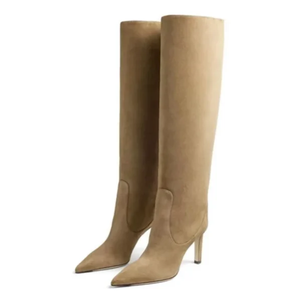 Women's New Suede Knee Boots Pointed Toe Stiletto Boots Women's Boots - Image 11