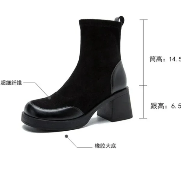 Woman Black Women's Ankle Boots Sock Footwear Combat Booties Very High Heels - Image 7