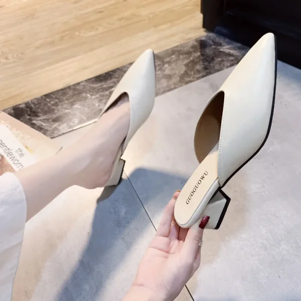 Women's Shoes 2024 Spring Fashion, Temperament, Chunky Slippers, Chunky Pointed Sandals,shoes for woman