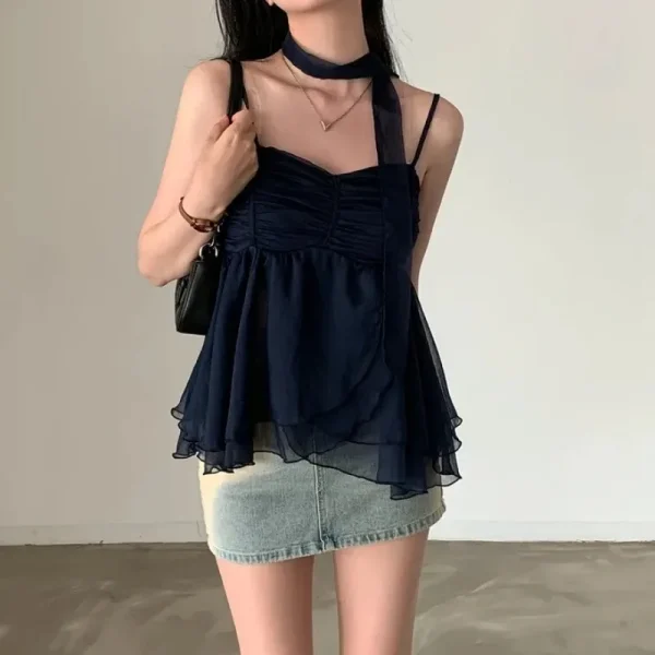 Aesthetic Sleeveless Solid Tops Hot Girls Korean Fashion Sweet Tank Top