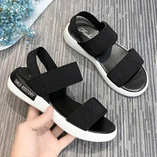 Women's Summer Knitted Fabric Wedge Sandals, Light Walking Sandals, - Image 6