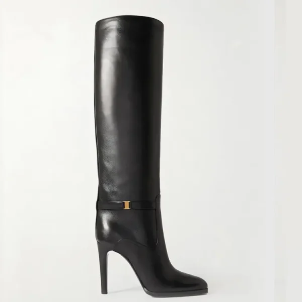 Winter Slim High Heels Knee High Women's Boots Fashionable Round Toe - Image 4