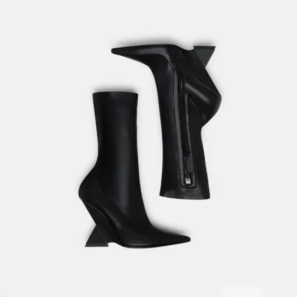 Women's High Heel Short Boots Fashion Pointed Side Zipper Women's Sexy Thigh Boots - Image 11