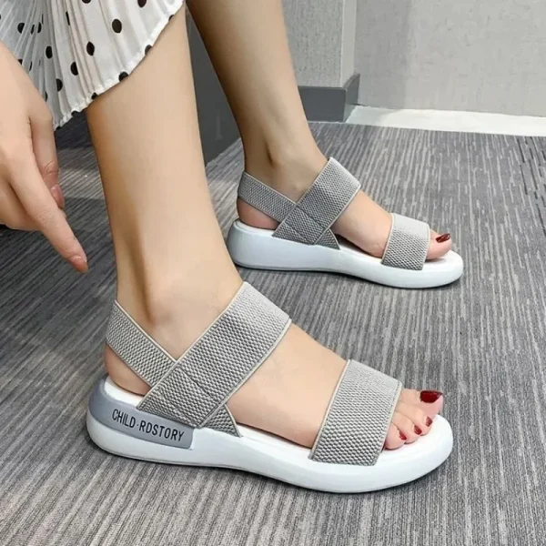 Women's Summer Knitted Fabric Wedge Sandals, Light Walking Sandals, - Image 2