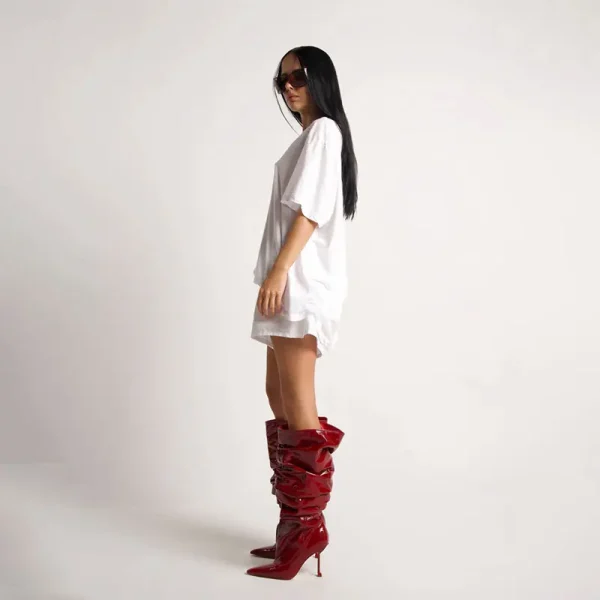 Pointed Big Cap Knee Length Boots Fashion Show Slender High Heel Sleeve Medium Cap Women's Boots - Image 22