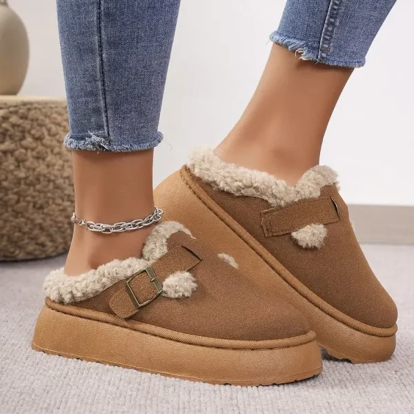 Women's Shoes Slip-on Women's Boots Winter Round Toe Solid Color Suede Plush Warm