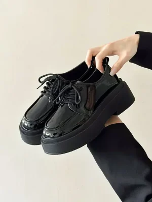 Woman Shoe Female Footwear Shallow Mouth Black Flats Oxfords All-Match Round Toe Clogs