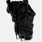New European and American Slim High Heel Mid Length Women's Boots, Fashionable Flower Knee - Image 8