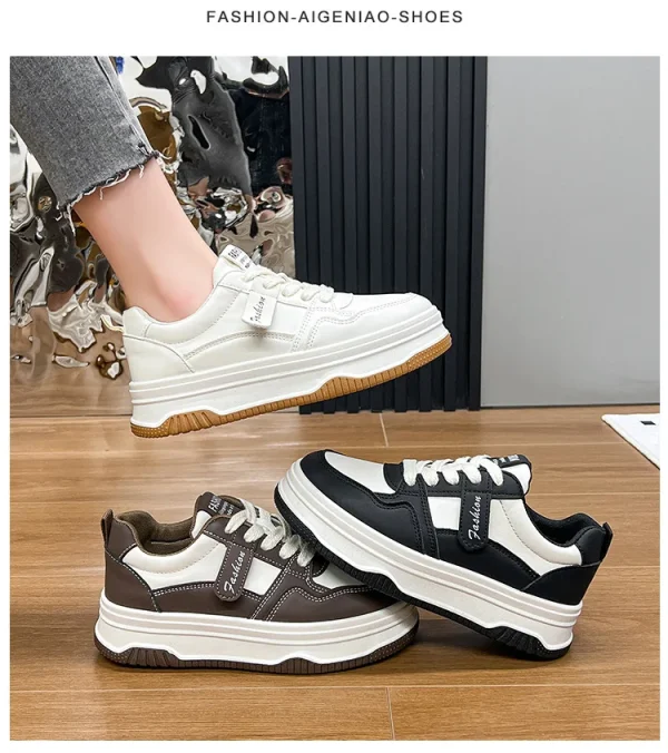 Popular Women's White Shoes Spring Arrival Versatile Thick Base Casual Shoes - Image 7