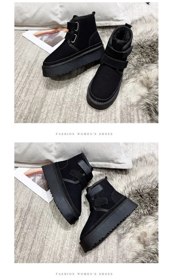 Outdoor Women Ankle Snow Boots Ladies Plush Warm Shoes Classic Ultra Platform Cow Suede Furry Hook - Image 5