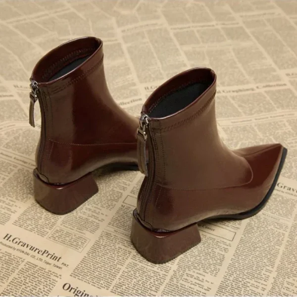 Women Ankle High Heels Chelsea Boots Pointed Toe Shoes Designer Pumps Winter 2024 - Image 3