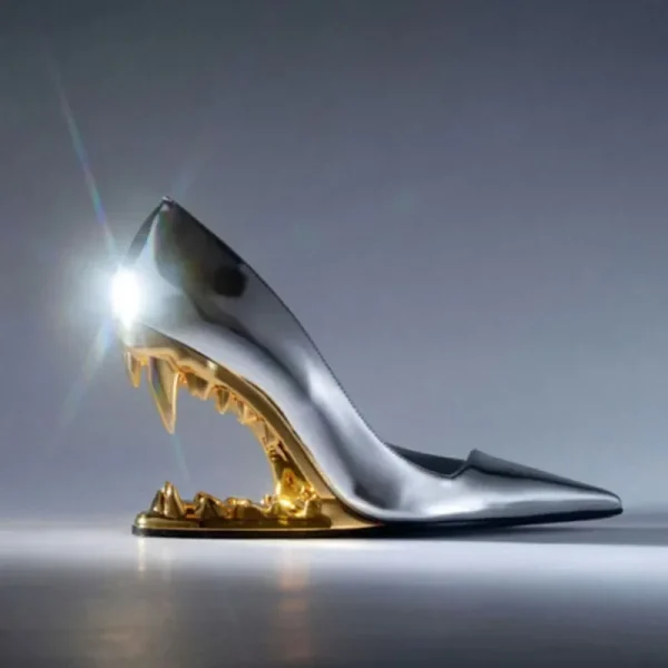 Women's Single Shoes Fashion Pointed Teeth Design High Heel Show Women's Shoes - Image 2