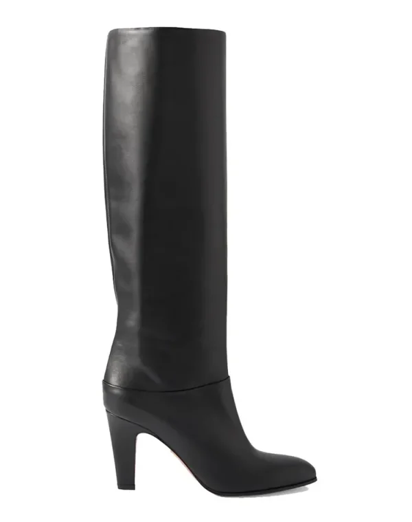 Winter Knee Length Boots, Round Toe Fashionable Leather Slim Fit High Heels - Image 4