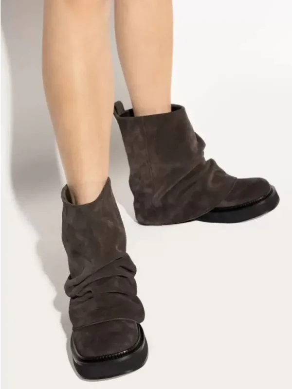 Women's New Autumn and Winter Calf Boots with Pleated Thick High Heels - Image 7