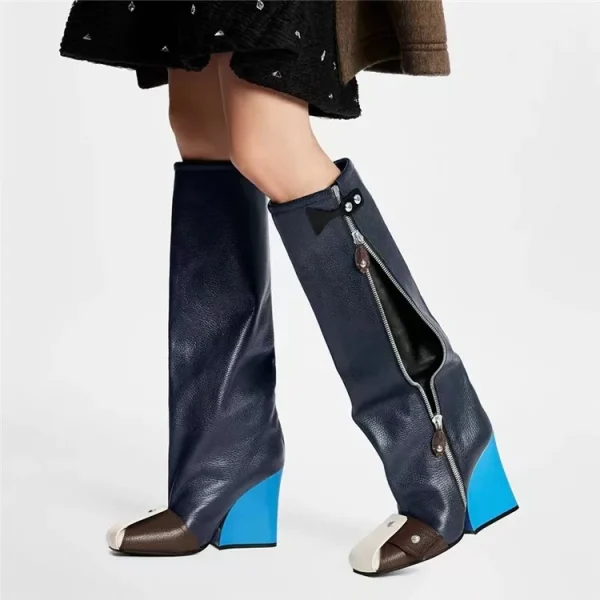 Women's Zipper Thick Sole Knee High Boots European and American Trend Nightclub Party Women's Boots - Image 13