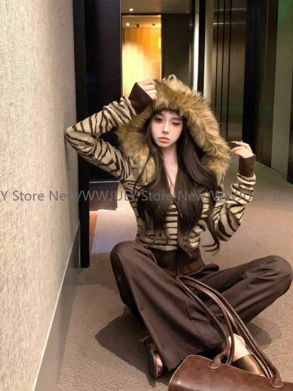 Casual Knitted Sweater Jacket Autumn Winter Vintage Korean Style Cardigan Chic - Image 5