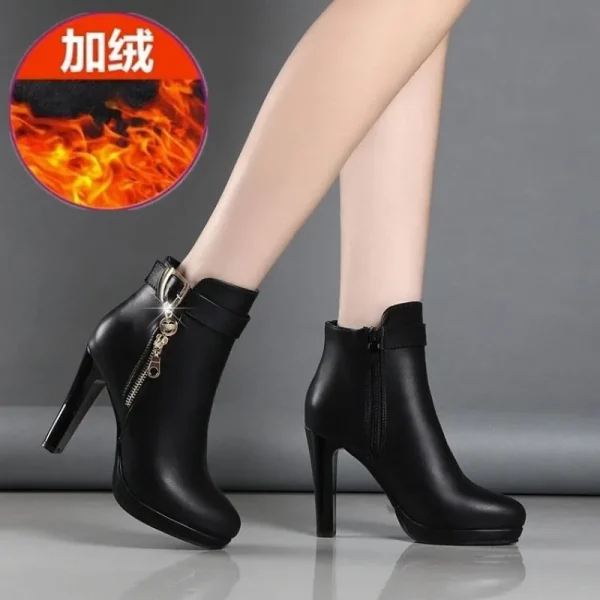 Fashion Women's Boots Autumn and Winter Ankle Boots Women's Round Toe Thin Heel - Image 6