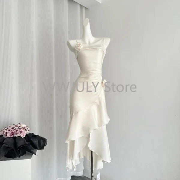 Flower Design Slip Dress Elegant Sexy Spicy Girl Style Slimming Midi Dress for Women - Image 3