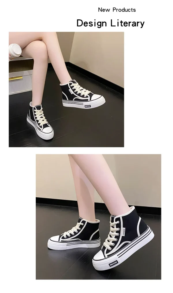 Women Platform Canvas Shoes Height Increasing Chunky Sneakers For youth girls - Image 10